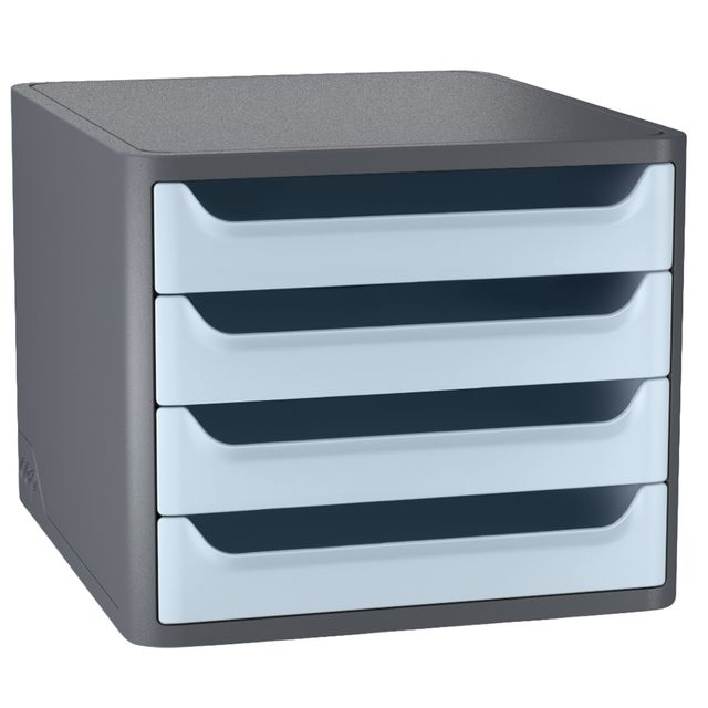 Cassettiera 1400 First - 4 cassetti - 28,8 x 34,6 x23,4 - grigio\azzurro chiaro…