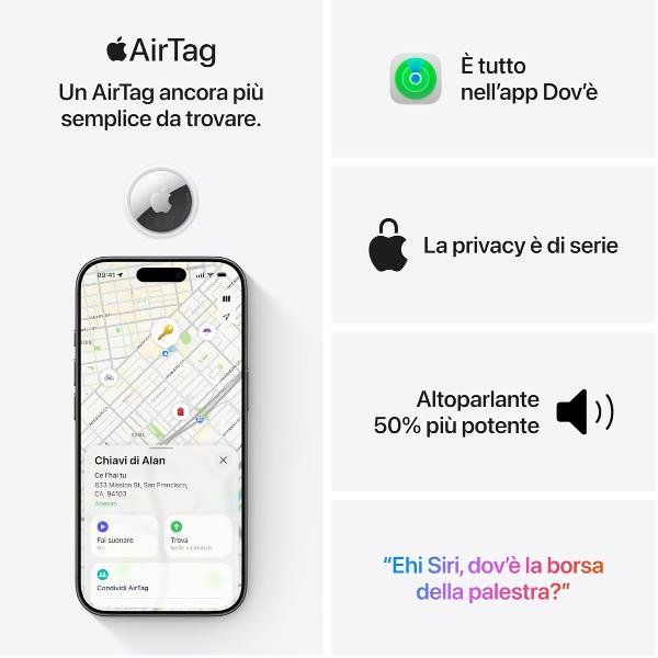 APPLE AirTag (2nd generation) TAG BLUETOOTH ANTI-PERDITA PER TELEFONO CELLULARE…