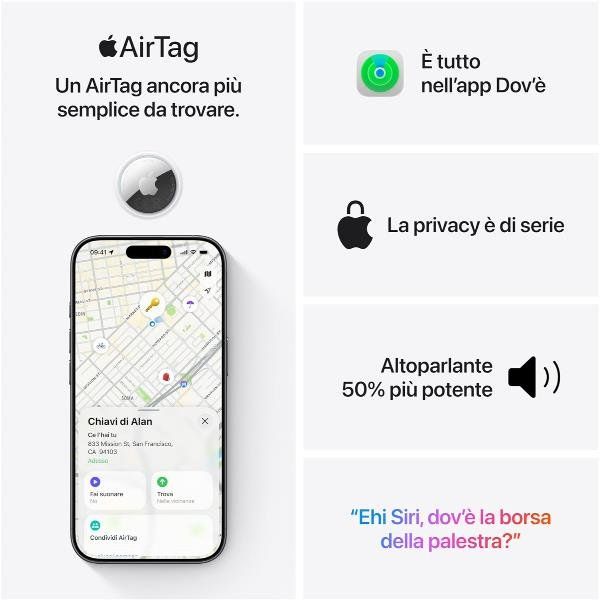 APPLE AirTag (2nd generation) TAG BLUETOOTH ANTI-PERDITA PER TELEFONO CELLULARE…
