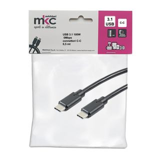 Cavo USB - 3.0 C/C - 100W - 5Mbps - 0,5 mt - MKC Melchioni
