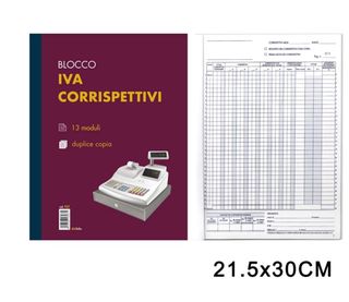 ART.927 BLUREFLEX IVA CORRISPETTIVI 12MESI 13MODULI 2COPIE A4