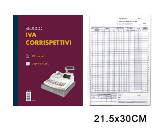 ART.927 BLUREFLEX IVA CORRISPETTIVI 12MESI 13MODULI 2COPIE A4
