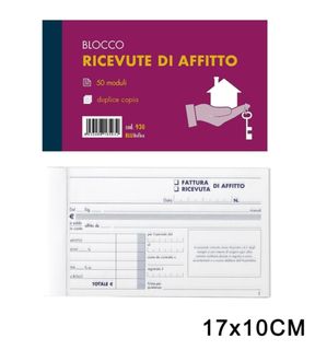 ART.930 BLUREFLEX RICEVUTE DI AFFITTO 50MODULI 2COPIE 10X17CM