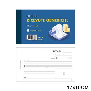 ART.936 BLUREFLEX RICEVUTE GENERICHE 50 MODULI 2 COPIE 10X17CM