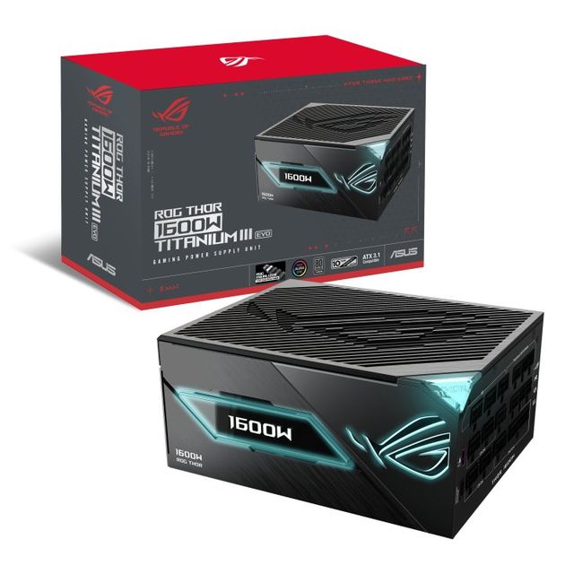 ASUS ROG Thor 1600W Titanium III EVO – ATX 3.1, 80 Plus Titanium, PCIe 5.1, Equ…