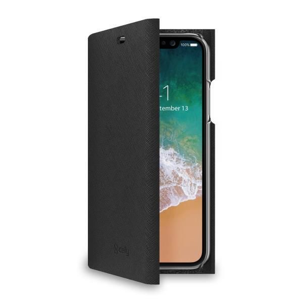 Celly - Flip cover per cellulare - nero - per Apple iPhone X