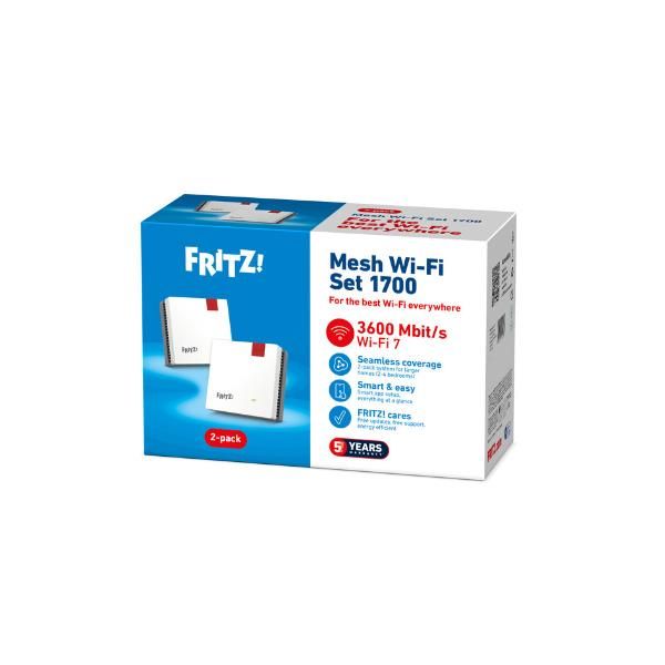 AVM FRITZ! MESH SET 1700 2 PACK WIRELESSE EXTENDER WI-FI 7 3.600 Mbit/s CONF 2 …
