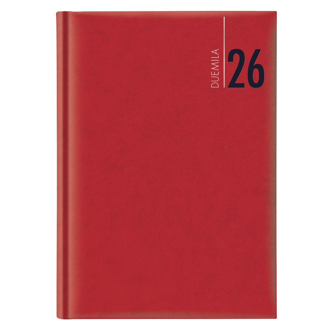 Agenda giornaliera 2027 dim.14,5x20,5cm cop. in carta imbottita rosso