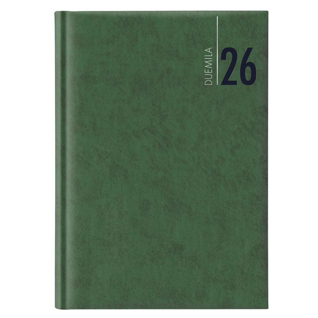 Agenda giornaliera 2027 dim.14,5x20,5cm cop. in carta imbottita verde