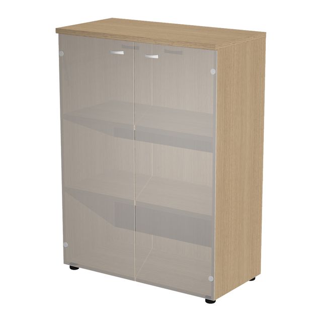 Armadio medio ante vetro 90x45,8xH123cm con struttura rovere