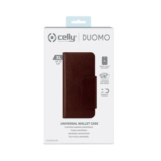 Celly Duomo - Flip cover per cellulare - similpelle - marrone - 5.8"