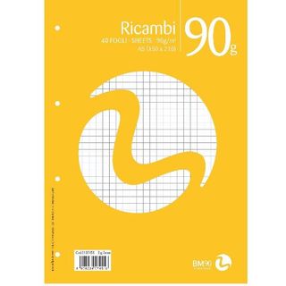 BE MORE RICAMBI NON RINFORZATI 90 GR 150X210 mm A5 40 FOGLI A QUADRETTI 0Q BIAN…
