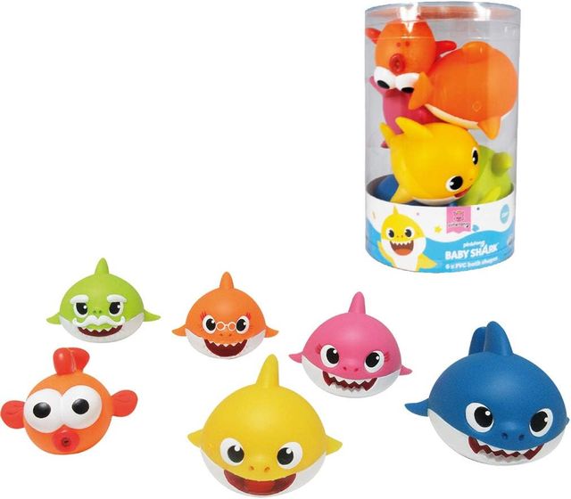 Baby Shark - Set Personaggi Squaletti in PVC Morbido per Bagnetto 6 pezzi in ba…