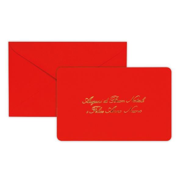 Biglietto natale con busta - 9 x 14 cm - stampa oro - rosso - Sadoch
