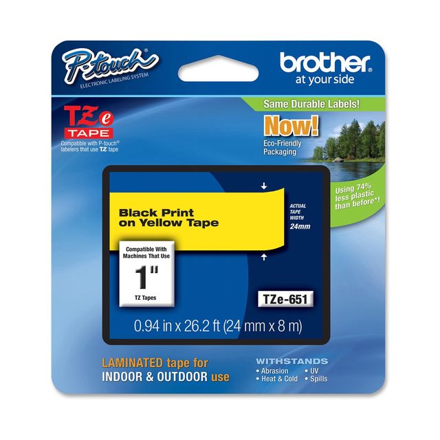 Brother - Nastro - Nero/Giallo - TZE651 - 24mm x 8mt