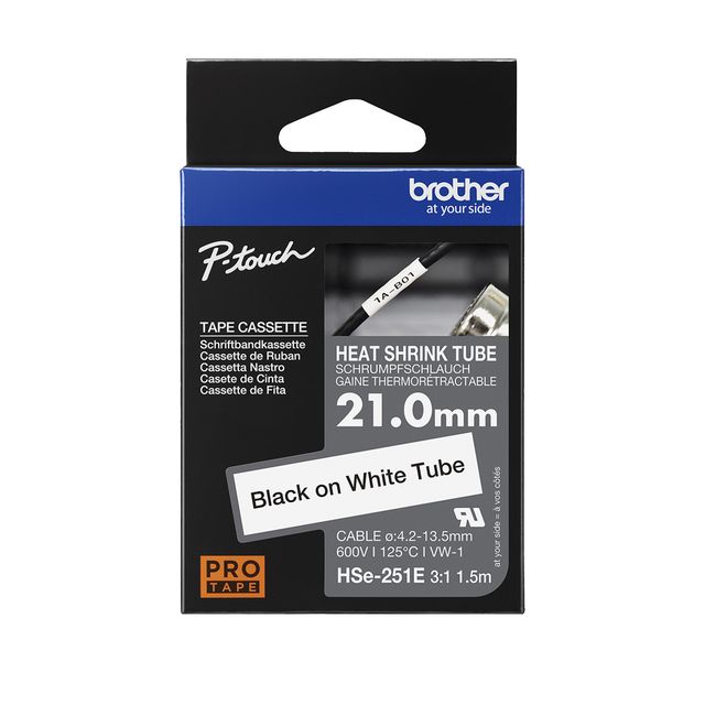 Brother HSE-251E nastro per etichettatrice Nero su bianco
