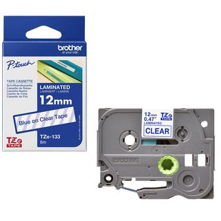 Brother TZE-133 nastro per etichettatrice Blu su trasparente