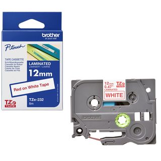Brother TZE-232 nastro per etichettatrice Rosso su bianco