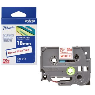Brother TZE-242 nastro per etichettatrice Rosso su bianco