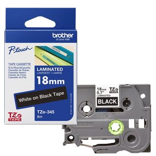Brother TZE-345 nastro per etichettatrice Bianco su nero