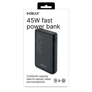 Celly ProPower - Powerbank - 15000 mAh - connettori di uscita 3 - nero