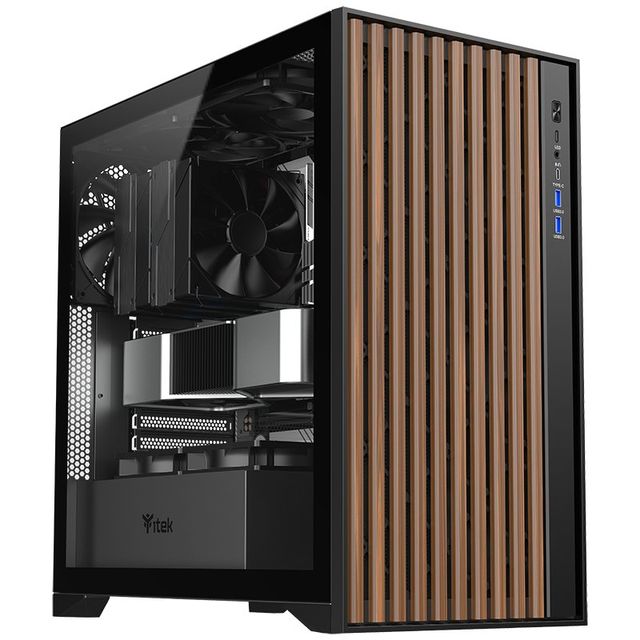 CASE GAMING WOODY ITGCAWO28B - NO ALIMENTATORE - FRONTALE IN LEGNO - NERO