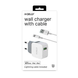 Celly TCUSBLIGHT - 12W USB-A Wall Charger+USB-A to Lightning Cable TURBO