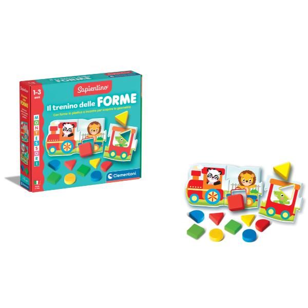 CLEMENTONI SAPIENTINO MONTESSORI IL TRENINO DELLE FORME SCHEDE PUZZLE PER IMPAR…