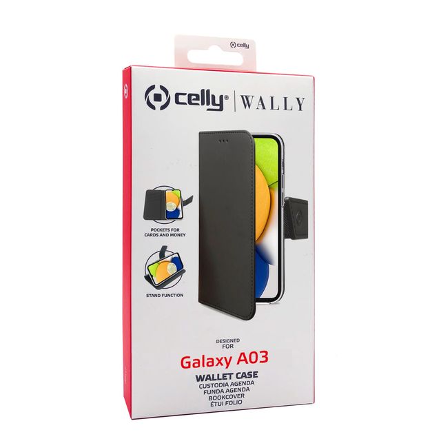 Celly Wally - Flip cover per cellulare - plastica, similpelle - nero - per Sams…