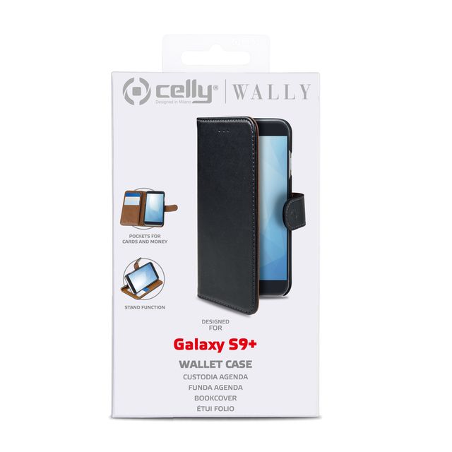 Celly Wally - Flip cover per cellulare - plastica, similpelle - nero - per Sams…