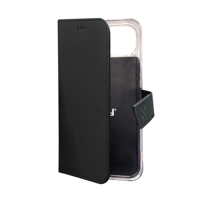 Celly Wally - Flip cover per cellulare - similpelle - nero - per Apple iPhone 14