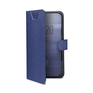 Celly Wally One XL - Flip cover per cellulare - ecopelle - blu - 4.5" - 5"