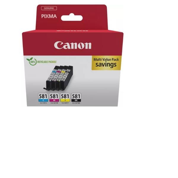 Canon CLI-581 BK/C/M/Y Multi Pack - Confezione da 4 - 5.6 ml - nero, giallo, ci…