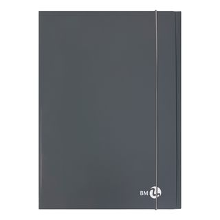 Cartella 3 lembi con elastico - A4 - dorso piatto - grigio scuro - BM