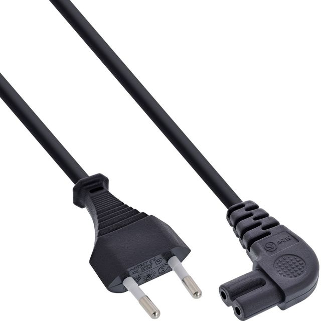 Cavo Alimentazione spina Euro 2 Poli / Euro AC 8mm 90° - 2 m