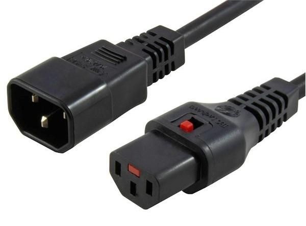 Cavo di alimentazione IEC C14/IEC C13 dritto M/F 1m nero con blocco IEC LOCK