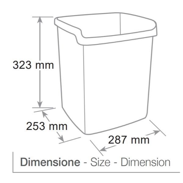 Cestino gettacarte Mydesk - altezza 32,3 cm - 15 lt - bianco - Arda