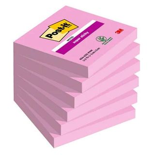 Cf. 6pz 90 foglietti Post-itÂ® Super Sticky 76x76mm 654-6SS rosa