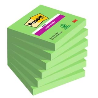 Cf. 6pz 90 foglietti Post-itÂ® Super Sticky 76x76mm 654-6SS verde