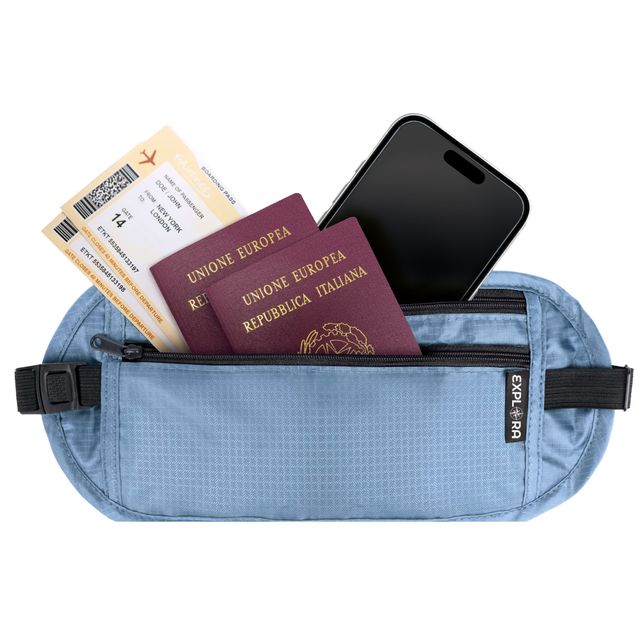 Cintura da viaggio Explora tessuto tecnico 25x14,5cm azzurro Lebez