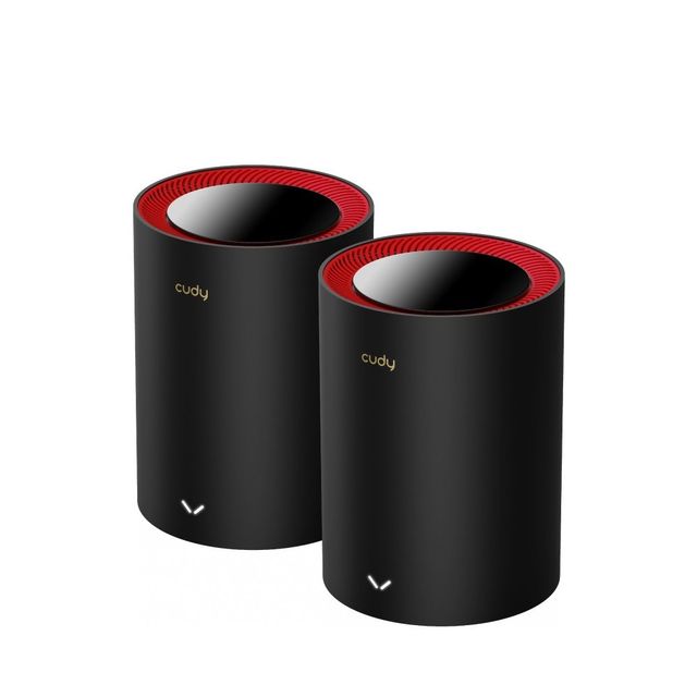 Cudy M3000 2-Pack Dual-band (2.4 GHz/5 GHz) Wi-Fi 6 (802.11ax) Nero, Rosso 1 In…