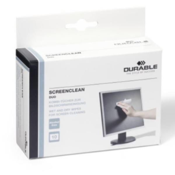 DURABLE SCREENCLEAN DUO 10 COPPIE DI SALVIETTINE MONOUSO PER LA PULIZIA E PER L…