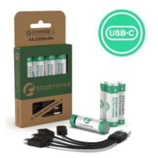 ECOSTRIKE BATTERIE RICARICABILI AL LITIO AA STILO 1.5 V 1.700 mAh RICARICA TRAM…