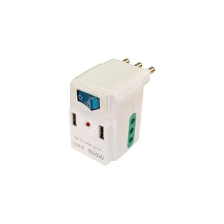 EXTRASTAR ADATTATORE 10A CON INTERRUTTORE CON 2USB+2PRESE 10A