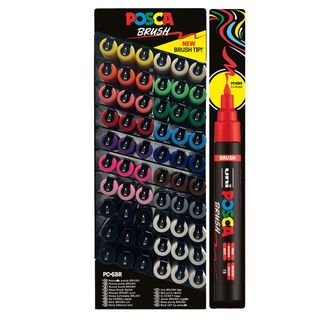 Espositore 60 marcatori con punta a pennello Posca Brush in colori assortiti - …