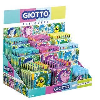 Espositore 60 pennarelli, tempere solide, colle stick Giotto Collezione PetLove…