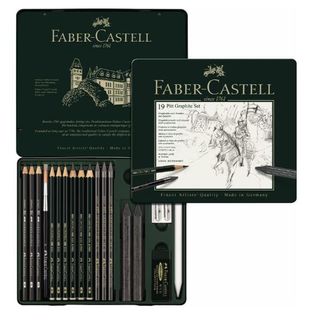 FABER CASTELL SET PITT GRAPHITE TIN MEDIUM 19PZ