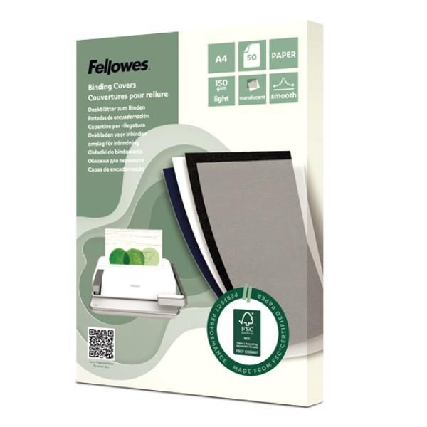 FELLOWES COPERTINE PER RILEGATURA CARTA TRASLUCIDA 15 MICRON 297X21 mm TRASPARE…