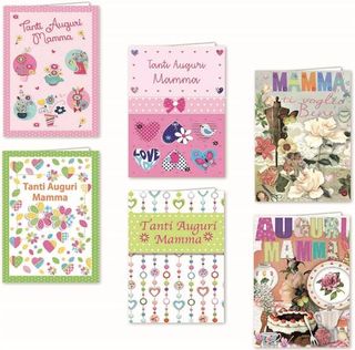 FLORIO BIGLIETTI AUGURI MAMMA 11.5X17 COLORI ASSORTI CONF 12 Pz.