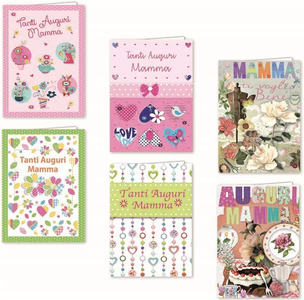 FLORIO BIGLIETTI AUGURI MAMMA 11.5X17 COLORI ASSORTI CONF 12 Pz.